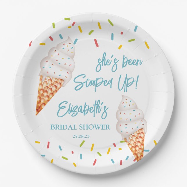 Scooped up ice cream bridal shower personalized pa paper plate (Front)