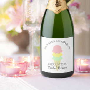 Scooped Up Ice Cream Bridal Shower Sparkling Wine Label