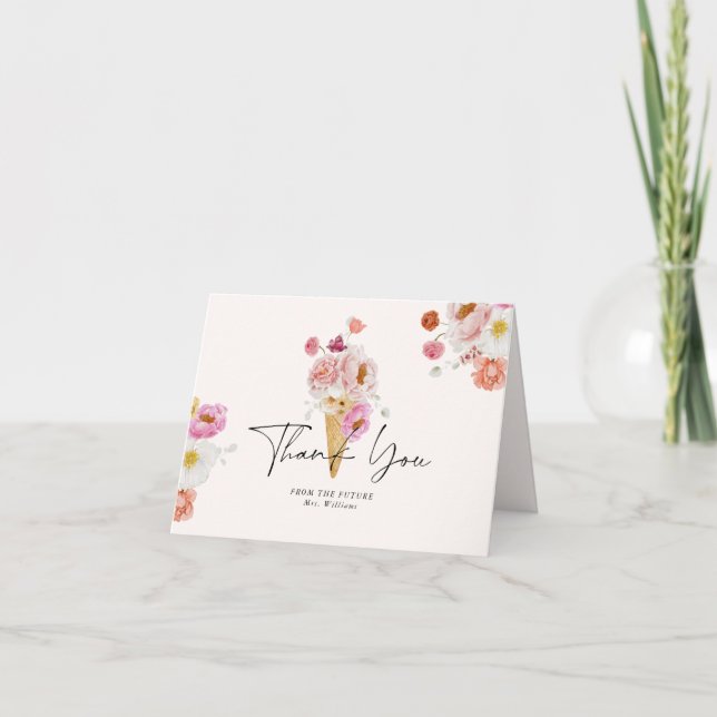 Scooped Up Ice Cream Bridal Shower Thank You Card (Front)
