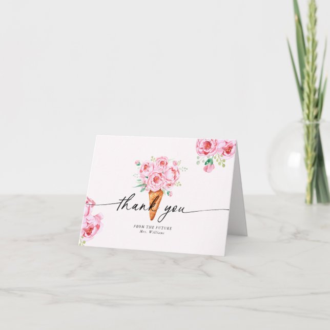 Scooped Up Ice Cream Bridal Shower Thank You Card (Front)