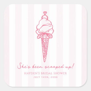 Scooped Up Ice Cream Bridal Wedding Engagement  Square Sticker