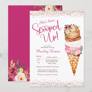 Scooped up, Ice Cream Floral Bridal Shower Invitation