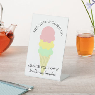 Scooped Up Ice Cream Sundae Bar Bridal Shower Pedestal Sign