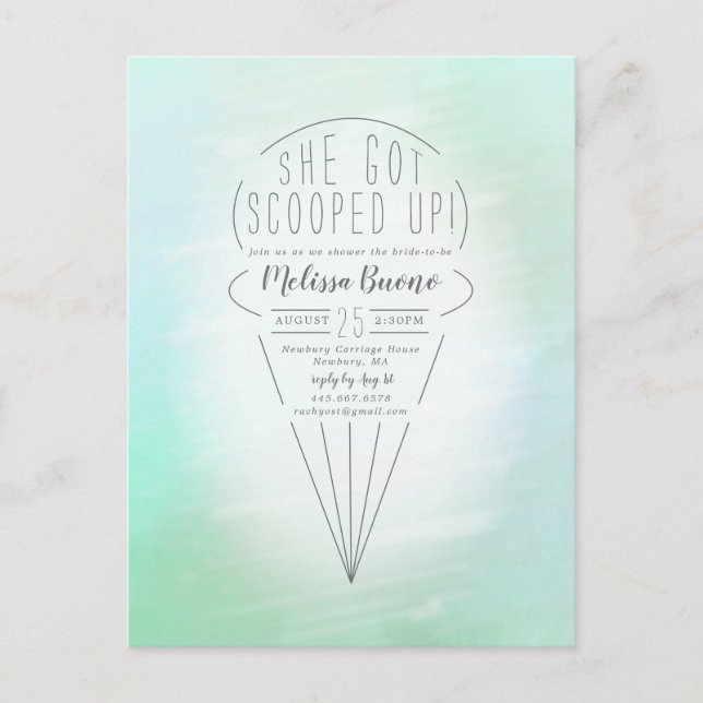 Scooped Up Ice Cream Theme Shower Invitation Postcard (Front)