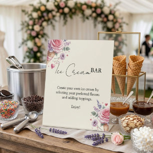 Scooped Up Pink Modern Bridal Shower  Bar Signs