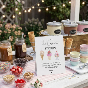 Scooped Up Pink Modern Bridal Shower Bar Signs