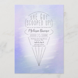 Scooped Up Purple Ice Cream Theme Bridal Shower Invitation