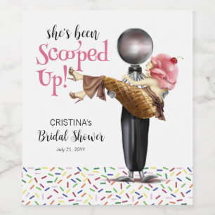 Scooped Up Strawberry Ice cream Bridal Shower Wine Label