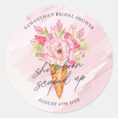Scooped Up Watercolor Ice Cream Bridal Shower Classic Round Sticker (Front)