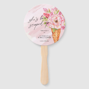 Scooped Up Watercolor Ice Cream Bridal Shower Hand Fan