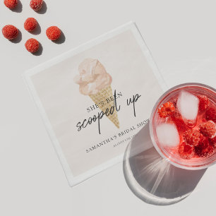 Scooped Up Watercolor Ice Cream Bridal Shower Napkin
