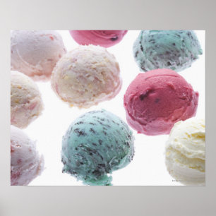 Scoops of ice creams poster