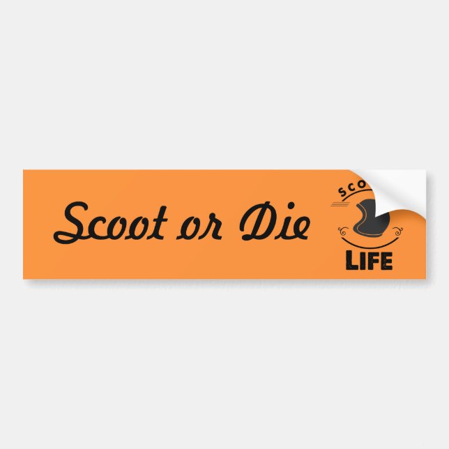 Scoot or Die Funny Bumper Sticker for Moped Owners (Front)