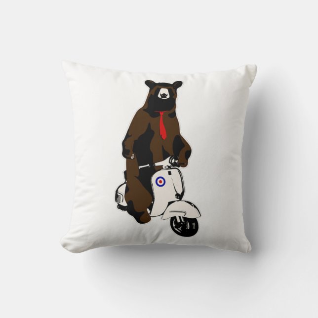 Scooter Bear Throw Pillow (Front)