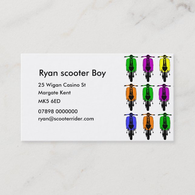 Scooter Boy Mod Business contact cards (Front)