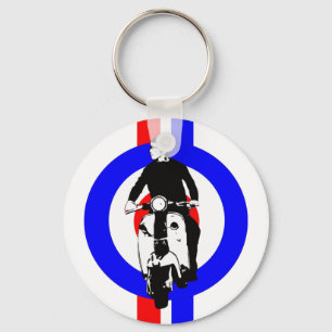 Scooter Boy on  target and stripes Keychain