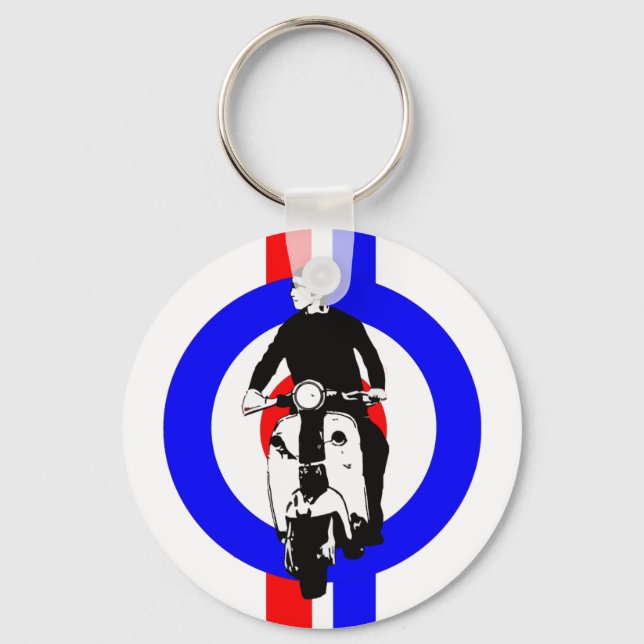 Scooter Boy on  target and stripes Keychain (Front)