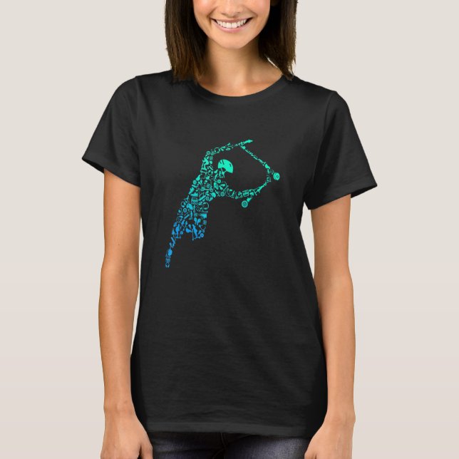 Scooter Calligram Trick Scooting Scoot   2 T-Shirt (Front)
