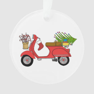 Scooter de Noël dessiné à la main avec cadeaux