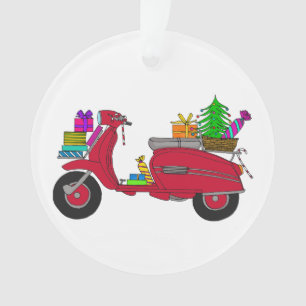 Scooter de Noël dessiné à la main avec cadeaux