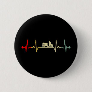 Scooter Driver Electric Scooter Heartbeat Retro 2 Inch Round Button