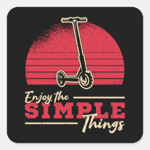 Scooter Driver Enjoy The Simple Things Stunt Retro Square Sticker