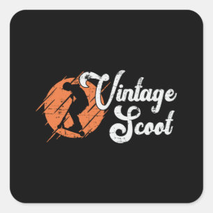 Scooter Driver Vintage Scoot Escooter Stunt Retro Square Sticker