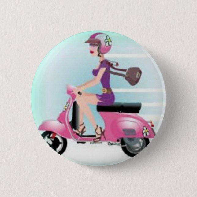 Scooter Girl 2 Inch Round Button (Front)