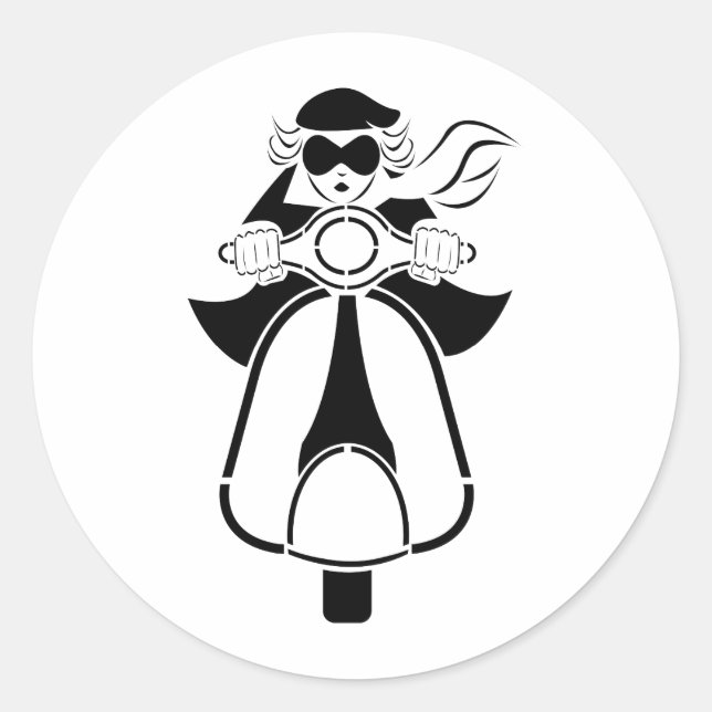 Scooter Girl Classic Round Sticker (Front)