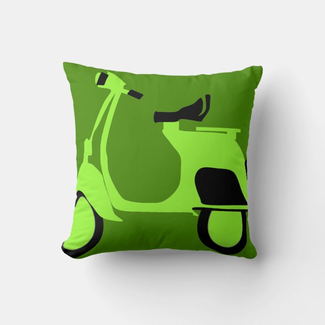 Scooter Green Throw Pillow (Front)