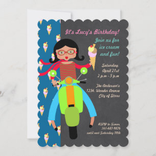 Scooter italien fille Anniversaire Fête invitation