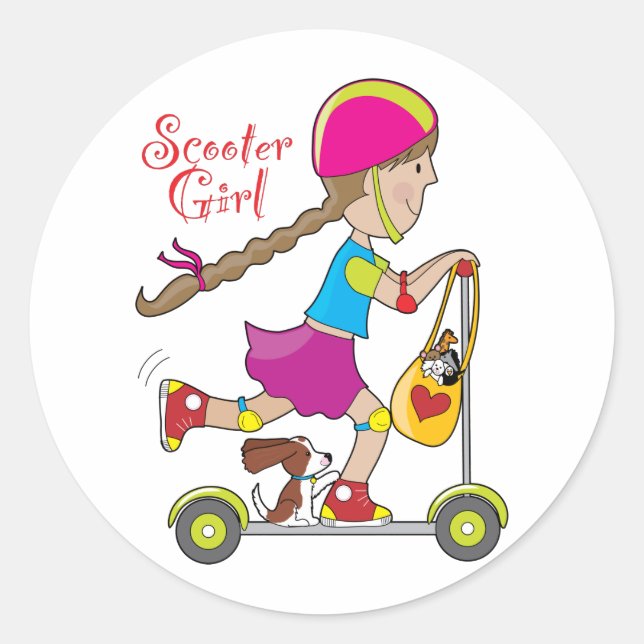 Scooter Kid Classic Round Sticker (Front)