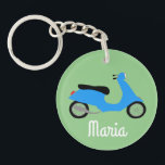 Scooter Moped Motorcycle CUSTOM Keychain<br><div class="desc">Customize this cute keychain with your own text,  your name or anything else you like. Get ready to hit the road with this fun design,  hand drawn by me for you! Check my shop for lots more matching items and more colours!</div>