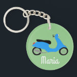 Scooter Moped Motorcycle CUSTOM Keychain<br><div class="desc">Customize this cute keychain with your own text,  your name or anything else you like. Get ready to hit the road with this fun design,  hand drawn by me for you! Check my shop for lots more matching items and more colours!</div>