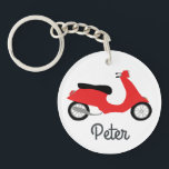 Scooter Moped Motorcycle CUSTOM   Keychain<br><div class="desc">Customize this cute keychain with your own text,  your name or anything else you like. Get ready to hit the road with this fun design,  hand drawn by me for you! Check my shop for lots more matching items and more colours!</div>