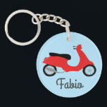Scooter Moped Motorcycle CUSTOM  Keychain<br><div class="desc">Customize this cute keychain with your own text,  your name or anything else you like. Get ready to hit the road with this fun design,  hand drawn by me for you! Check my shop for lots more matching items and more colours!</div>