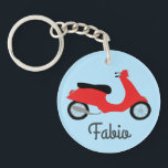 Scooter Moped Motorcycle CUSTOM  Keychain<br><div class="desc">Customize this cute keychain with your own text,  your name or anything else you like. Get ready to hit the road with this fun design,  hand drawn by me for you! Check my shop for lots more matching items and more colours!</div>