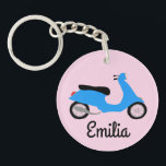 Scooter Moped Motorcycle CUSTOM Keychain<br><div class="desc">Customize this cute keychain with your own text,  your name or anything else you like. Get ready to hit the road with this fun design,  hand drawn by me for you! Check my shop for lots more matching items and more colours!</div>