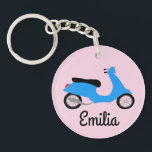 Scooter Moped Motorcycle CUSTOM Keychain<br><div class="desc">Customize this cute keychain with your own text,  your name or anything else you like. Get ready to hit the road with this fun design,  hand drawn by me for you! Check my shop for lots more matching items and more colours!</div>