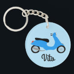 Scooter Moped Motorcycle CUSTOM Keychain<br><div class="desc">Customize this cute keychain with your own text,  your name or anything else you like. Get ready to hit the road with this fun design,  hand drawn by me for you! Check my shop for lots more matching items and more colours!</div>