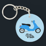 Scooter Moped Motorcycle CUSTOM Keychain<br><div class="desc">Customize this cute keychain with your own text,  your name or anything else you like. Get ready to hit the road with this fun design,  hand drawn by me for you! Check my shop for lots more matching items and more colours!</div>