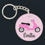 Scooter Moped Motorcycle CUSTOM Keychain<br><div class="desc">Customize this cute keychain with your own text,  your name or anything else you like. Get ready to hit the road with this fun design,  hand drawn by me for you! Check my shop for lots more matching items and more colours!</div>