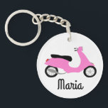 Scooter Moped Motorcycle CUSTOM Keychain<br><div class="desc">Customize this cute keychain with your own text,  your name or anything else you like. Get ready to hit the road with this fun design,  hand drawn by me for you! Check my shop for lots more matching items and more colours!</div>
