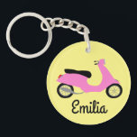 Scooter Moped Motorcycle CUSTOM Keychain<br><div class="desc">Customize this cute keychain with your own text,  your name or anything else you like. Get ready to hit the road with this fun design,  hand drawn by me for you! Check my shop for lots more matching items and more colours!</div>