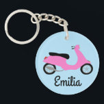 Scooter Moped Motorcycle CUSTOM Keychain<br><div class="desc">Customize this cute keychain with your own text,  your name or anything else you like. Get ready to hit the road with this fun design,  hand drawn by me for you! Check my shop for lots more matching items and more colours!</div>