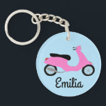 Scooter Moped Motorcycle CUSTOM Keychain<br><div class="desc">Customize this cute keychain with your own text,  your name or anything else you like. Get ready to hit the road with this fun design,  hand drawn by me for you! Check my shop for lots more matching items and more colours!</div>