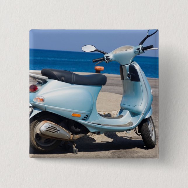 Scooter On The Beach | Ephesus, Turkey 2 Inch Square Button (Front)