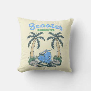 Scooter on Vacation Throw Pillow