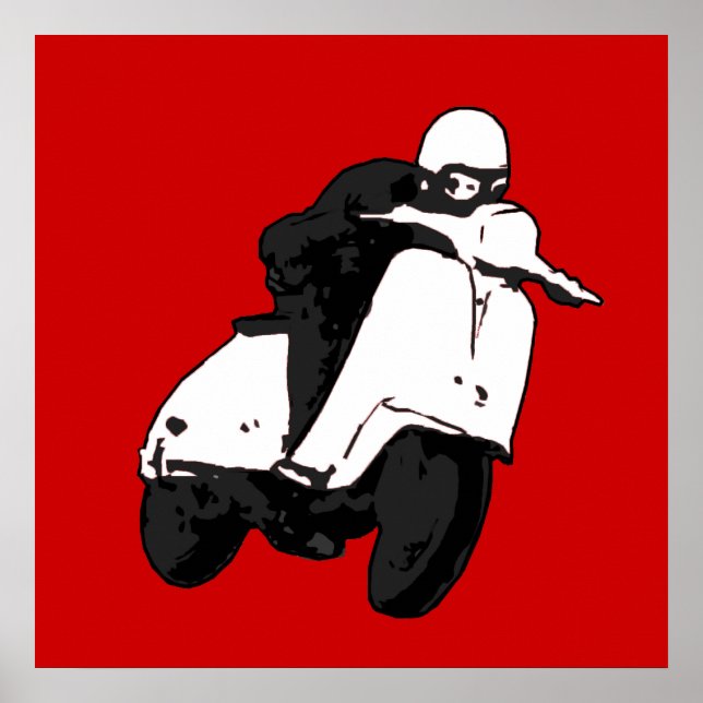 Scooter Racer gris noir Grande impression (Devant)