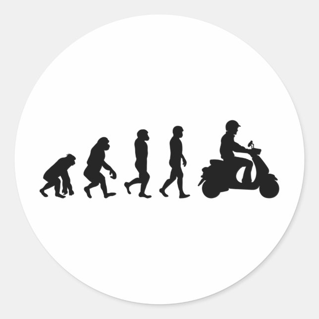 Scooter Rider Scootering Motorbike Moped Bike Classic Round Sticker (Front)